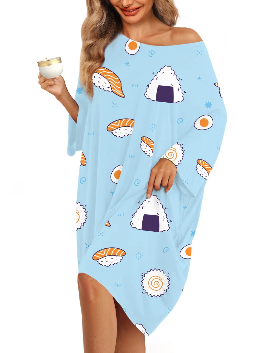 KFUBUO Plus Size Sleep Shirt Dress with Pocket