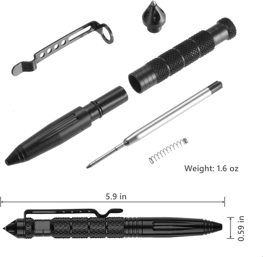 2 Pack Military Tactical Survival Pen Self Defense Glass Breaker with Refills