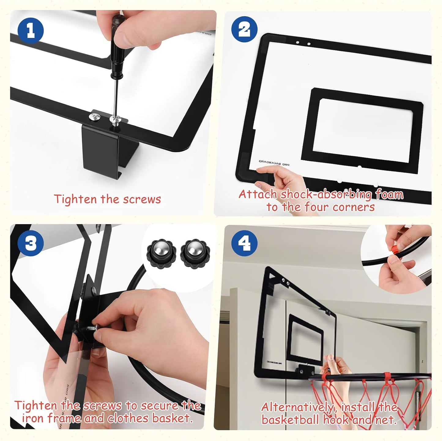 2-in-1 Hanging Door Basketball Laundry Hamper with Hoop Zipper Base