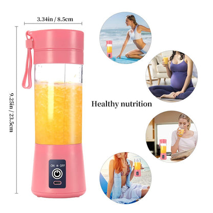 Portable USB Electric Mini Blender, 380ml Travel Juicer Cup with 6 Blades for Shakes, Smoothies, Gym, Outdoor & Office