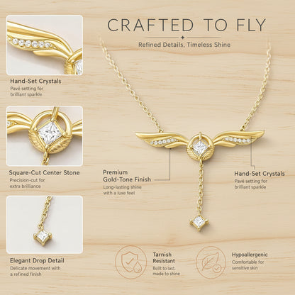 Gold Plated Guardian Angel Wings Cross Necklace for Women