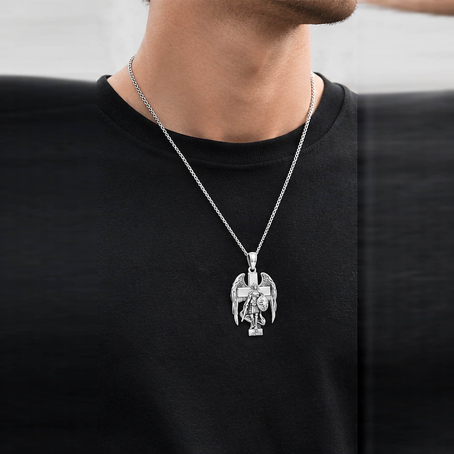 925 Sterling Silver Patron Saint Amulet Necklace