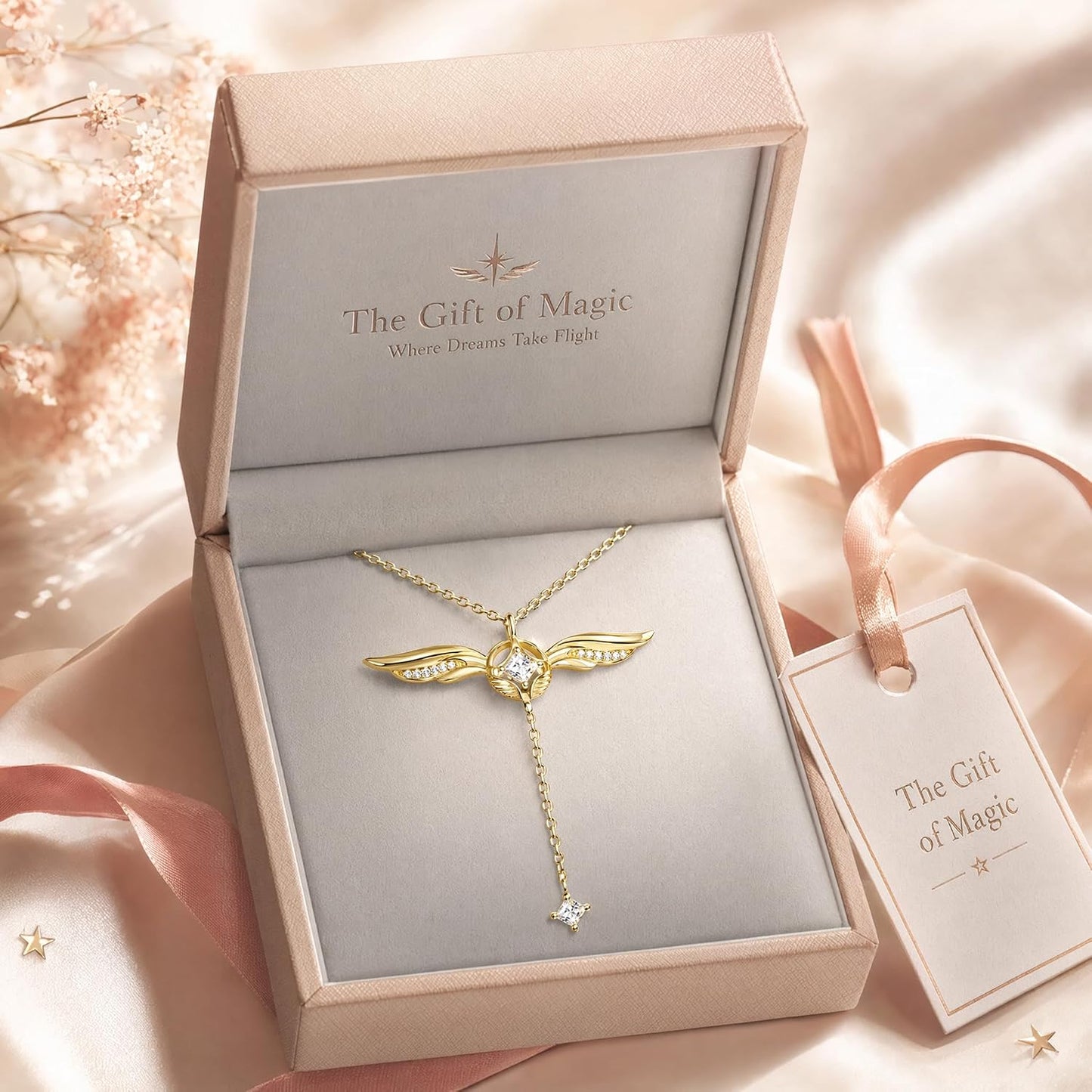 Gold Plated Guardian Angel Wings Cross Necklace for Women
