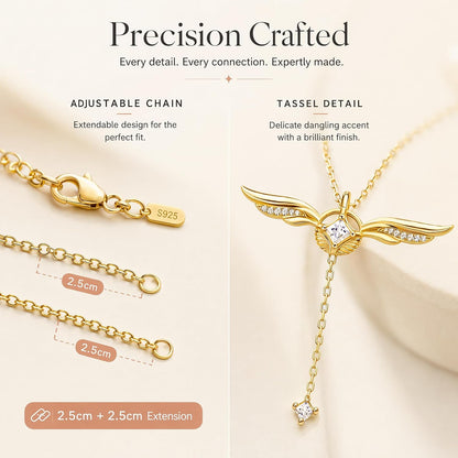 Gold Plated Guardian Angel Wings Cross Necklace for Women