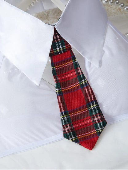 Women's Plaid Schoolgirl Cosplay 3-Piece Outfit Set