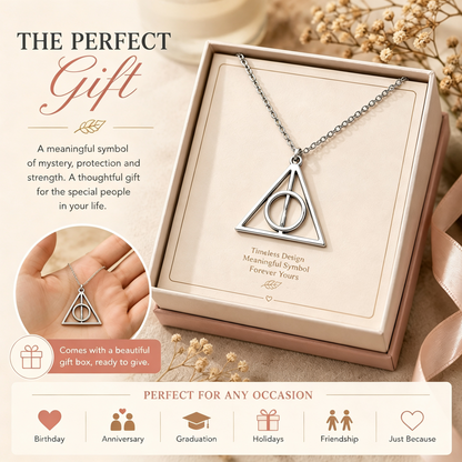 Harry Potter Deathly Hallows Triangular Pendant Necklace Silver