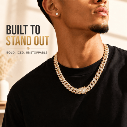 13mm Iced Out Miami Cuban Link Chain, 5A+ CZ Hip Hop Necklace - Yptuan