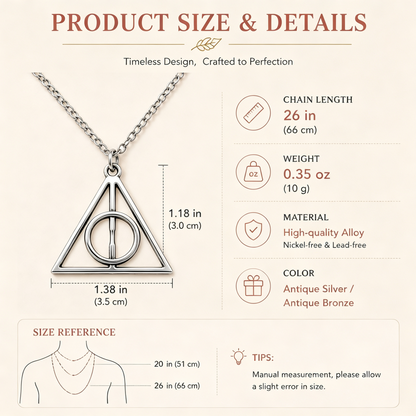 Harry Potter Deathly Hallows Triangular Pendant Necklace Silver