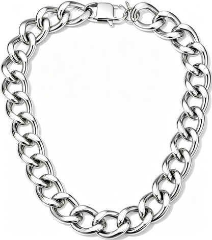 Chunky Cuban Link Chain Necklace for Women, Stainless Steel Gold Tone Hip Hop Choker