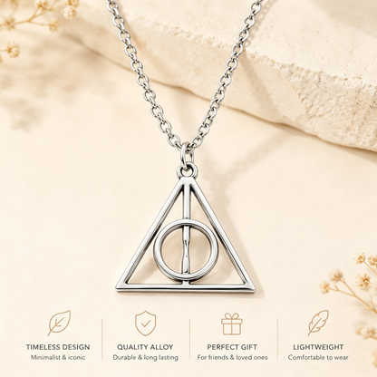 Harry Potter Deathly Hallows Triangular Pendant Necklace Silver