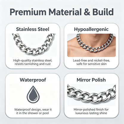 Chunky Cuban Link Chain Necklace for Women, Stainless Steel Gold Tone Hip Hop Choker