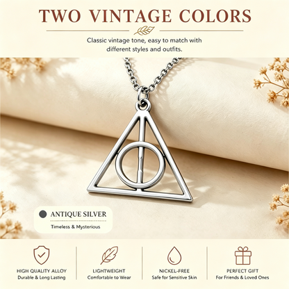 Harry Potter Deathly Hallows Triangular Pendant Necklace Silver