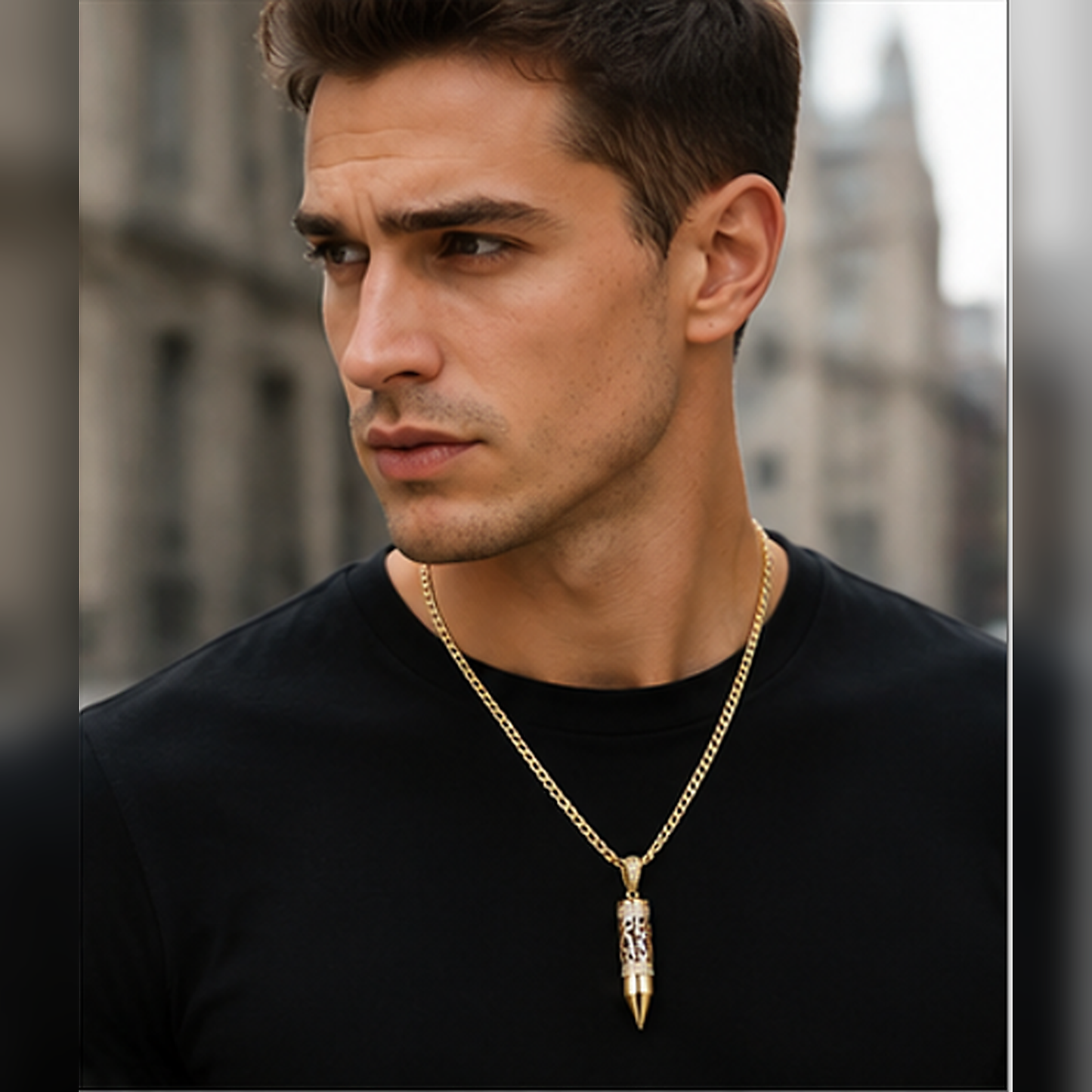 Gold Plated Bullet Aroma Necklace, CZ Pendant Jewelry