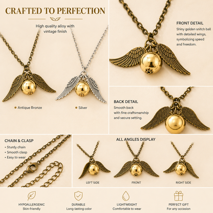 Magic Time Turner Hourglass &amp; Golden Snitch Charm Gift