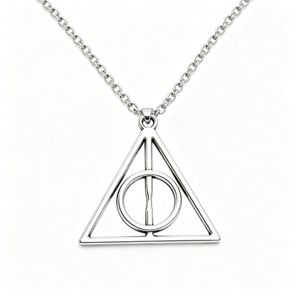 Harry Potter Deathly Hallows Triangular Pendant Necklace Silver