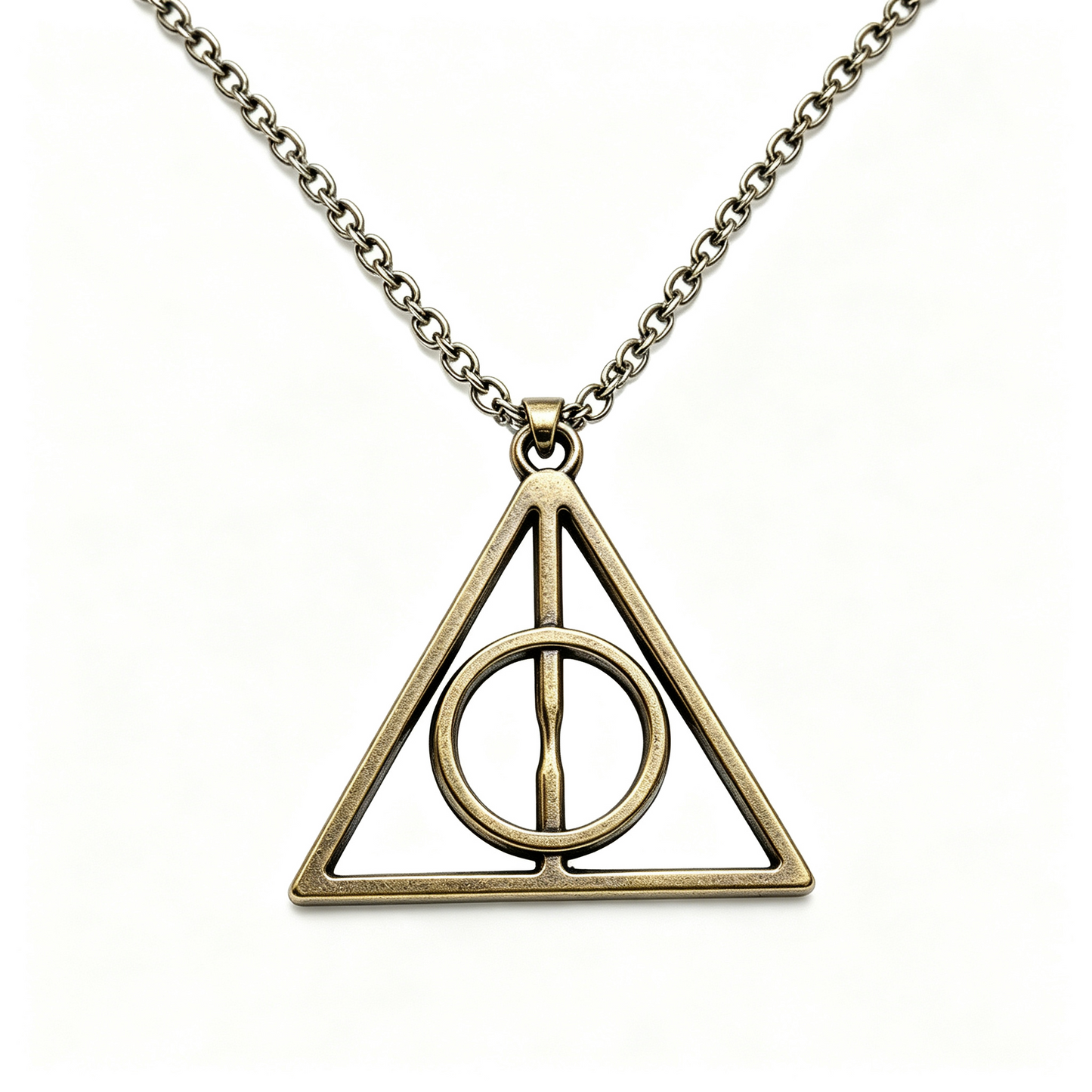 Harry Potter Deathly Hallows Triangular Pendant Necklace Silver
