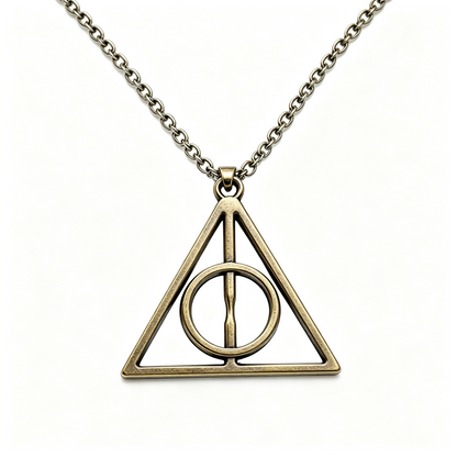 Harry Potter Deathly Hallows Triangular Pendant Necklace Silver