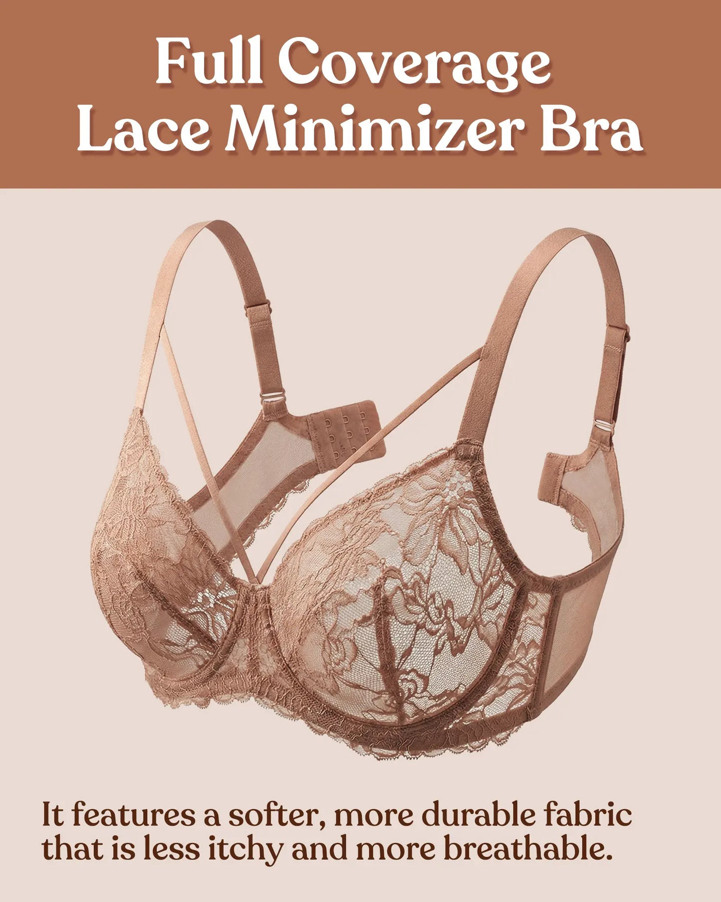 HSIA Pretty In Petals Plus Size Full Coverage Underwire Lace Bra