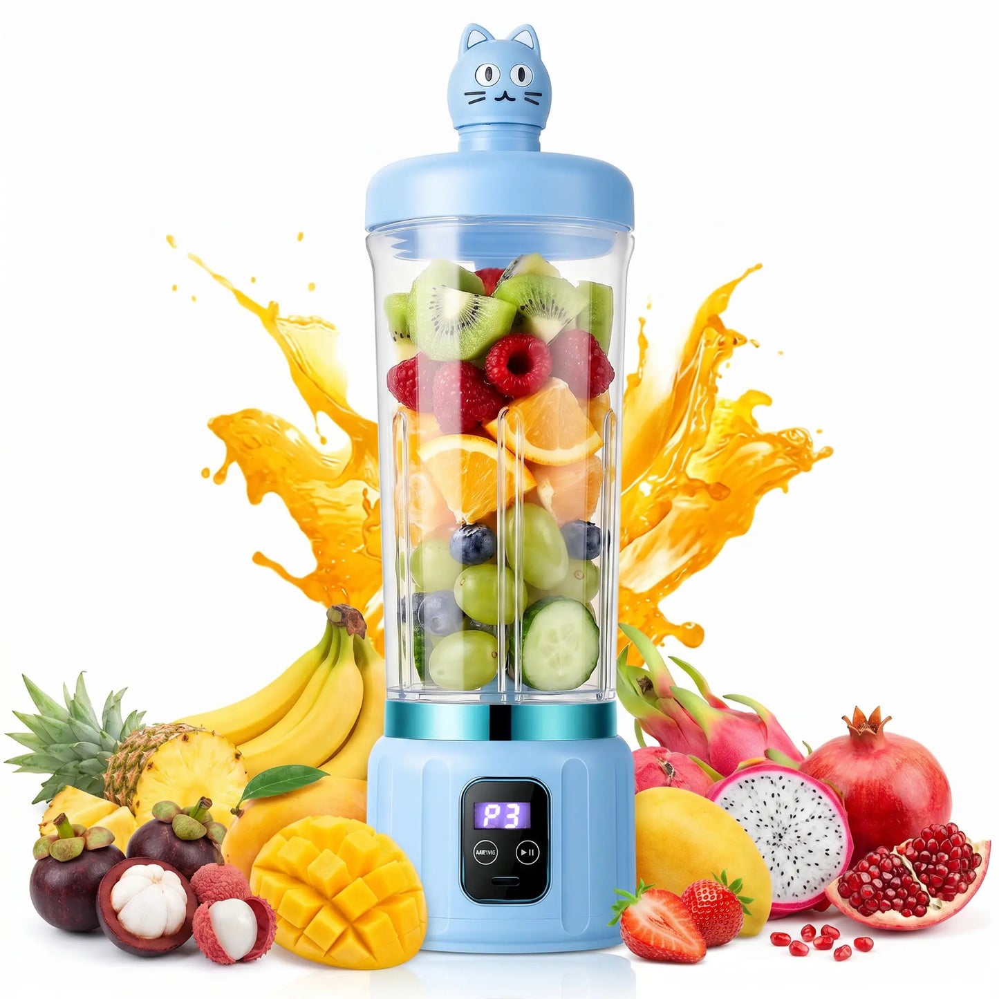 【Newly upgraded thicker version】Mini Portable Juicer Blender Cup USB-Rechargeable Mini Fruit & Vegetable Blender for Personal Smoothies Compact All-in-One Professional Blender Leak Proof Design Puree Maker Juicy Fruits Quality juicers machines fresh juice