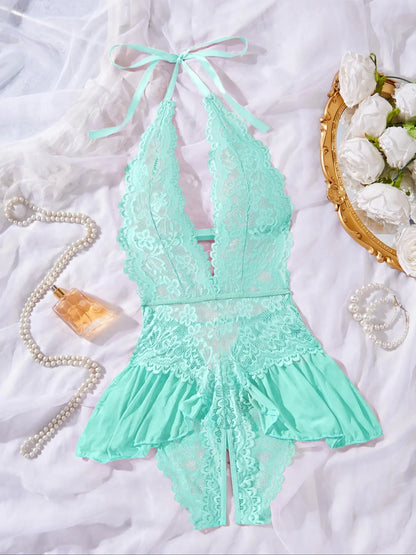 Women's Sexy Lace Teddy Bodysuit Sheer Sleeveless Lingerie