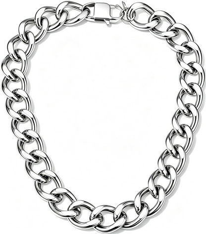 Chunky Cuban Link Chain Necklace for Women, Stainless Steel Gold Tone Hip Hop Choker