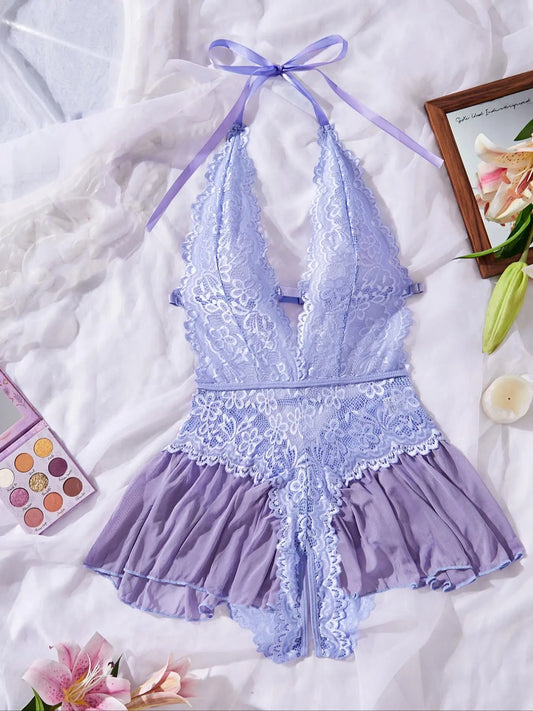 Women's Sexy Lace Teddy Bodysuit Sheer Sleeveless Lingerie