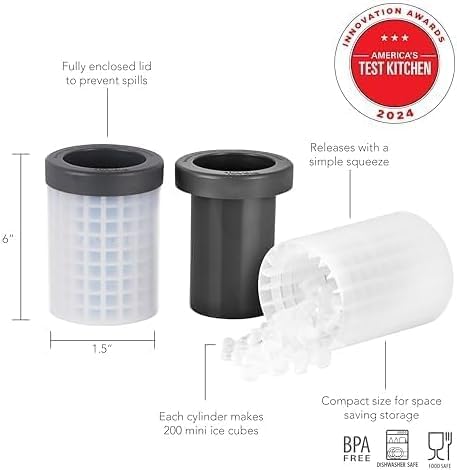 Tovolo Mini Squeeze Release Ice Cylinder Mold 2 Pack, Gray