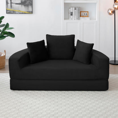 Convertible sofa couch bed,multi-functional,circular bed,adjustable Futon sofa ,No Assembly compressed corduroy floor lounge sofa for Apartment office bedroom living room