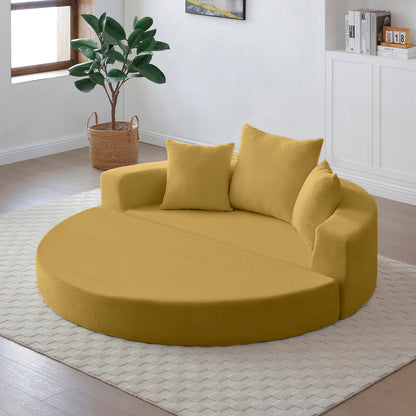 Convertible sofa couch bed,multi-functional,circular bed,adjustable Futon sofa ,No Assembly compressed corduroy floor lounge sofa for Apartment office bedroom living room