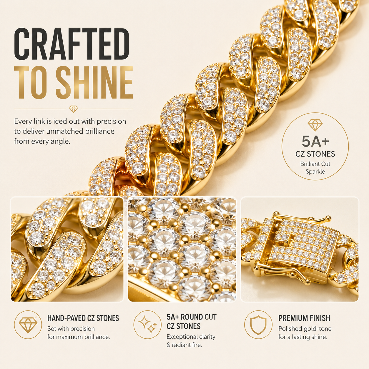 13mm Iced Out Miami Cuban Link Chain, 5A+ CZ Hip Hop Necklace