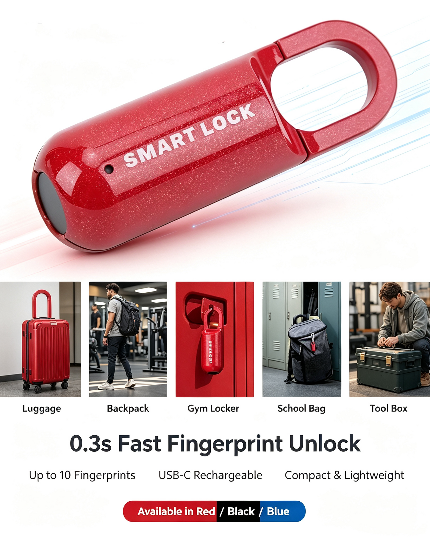 Smart Fingerprint Padlock – Keyless Lock for Gym, Travel & Everyday Use