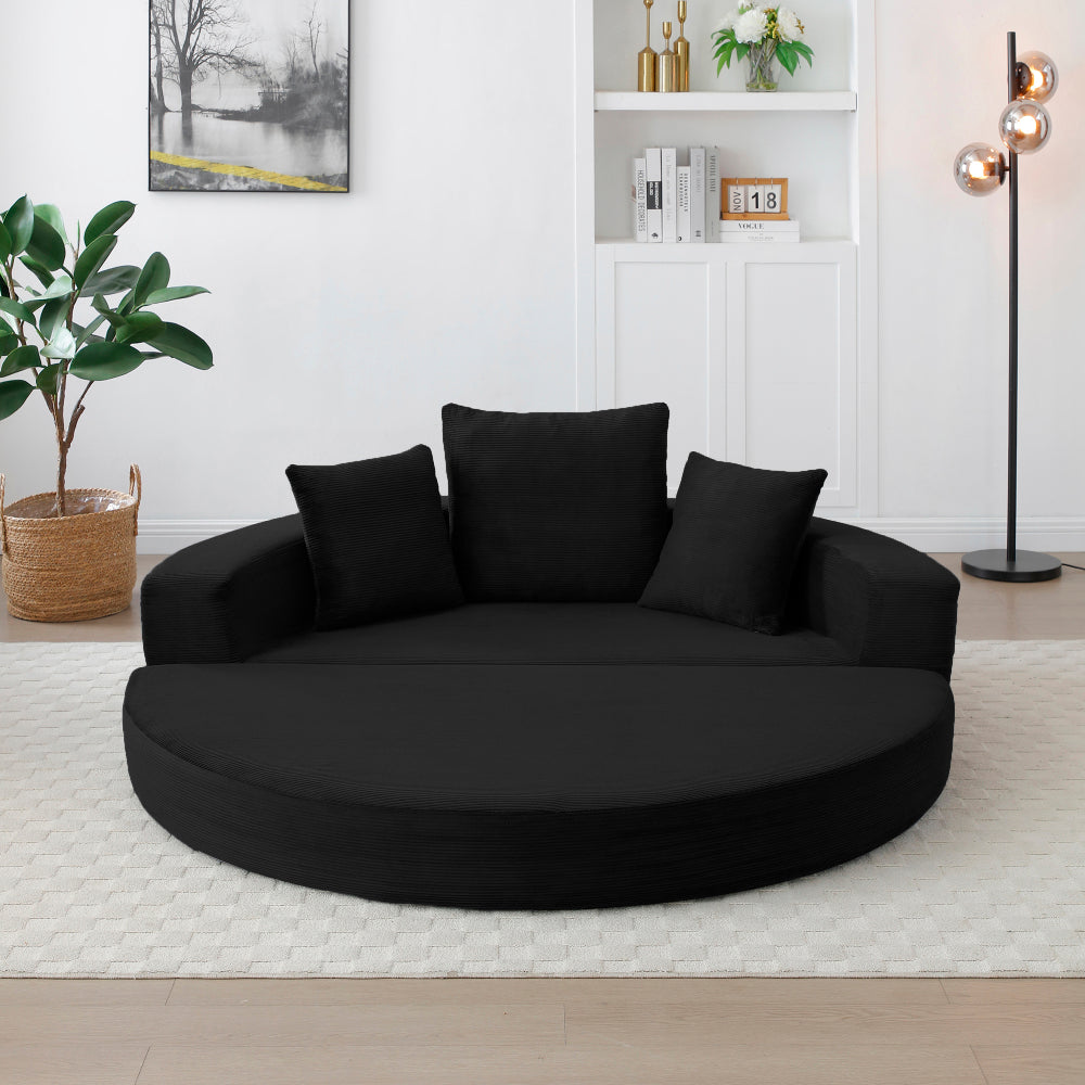 Convertible sofa couch bed,multi-functional,circular bed,adjustable Futon sofa ,No Assembly compressed corduroy floor lounge sofa for Apartment office bedroom living room