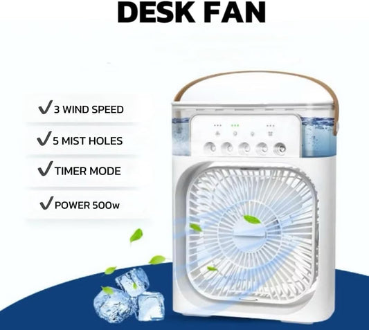 Portable Air Cooler Fan with Humidifier, LED Light & Timer
