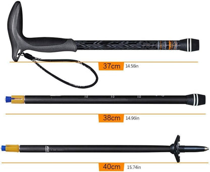 Carbon Fiber Folding Trekking Poles with Cork Grip, Quick Lock & T Handle