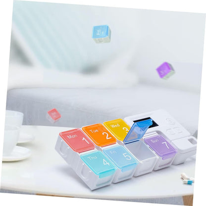 7-Day Alarm Pill Organizer, Food-Grade Moisture & Lightproof Portable Medicine Case for Seniors Travel