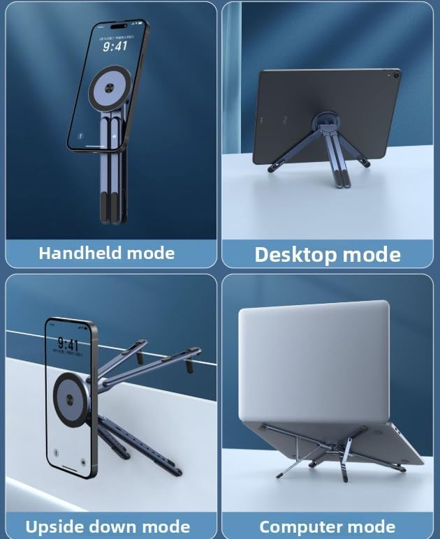 Adjustable Foldable Laptop Stand with Magnetic Phone Holder
