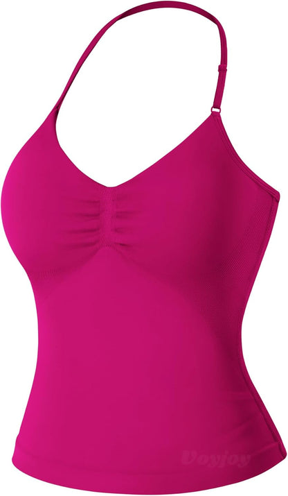 VOYJOY Women's Longline Strappy Sports Bra Tank Top