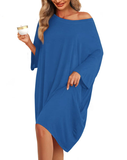KFUBUO Plus Size Sleep Shirt Dress with Pocket
