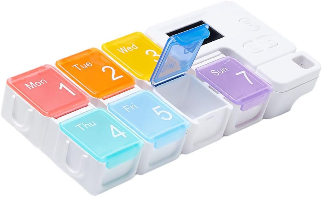 7-Day Alarm Pill Organizer, Food-Grade Moisture & Lightproof Portable Medicine Case for Seniors Travel