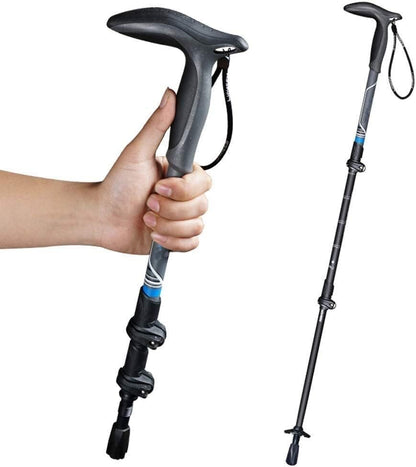 Carbon Fiber Folding Trekking Poles with Cork Grip, Quick Lock & T Handle