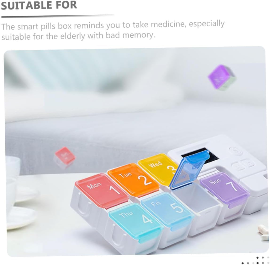 7-Day Alarm Pill Organizer, Food-Grade Moisture & Lightproof Portable Medicine Case for Seniors Travel
