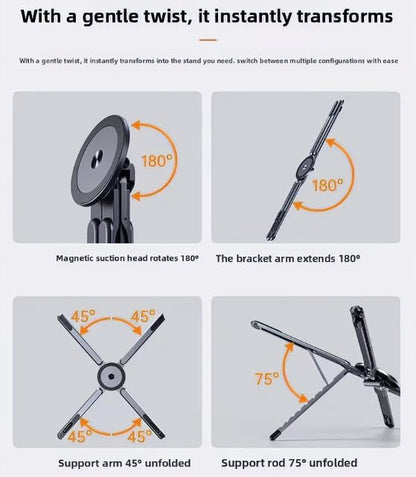 Adjustable Foldable Laptop Stand with Magnetic Phone Holder