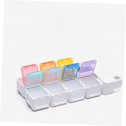 7-Day Alarm Pill Organizer, Food-Grade Moisture & Lightproof Portable Medicine Case for Seniors Travel