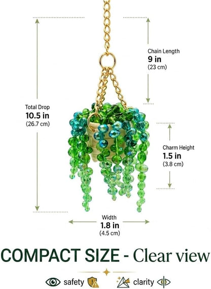 Boho Beaded Sun Catcher Car Charm, Crystal Pearl Mirror Hanger