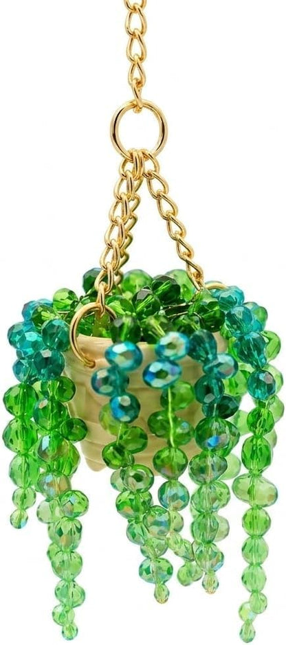 Boho Beaded Sun Catcher Car Charm, Crystal Pearl Mirror Hanger