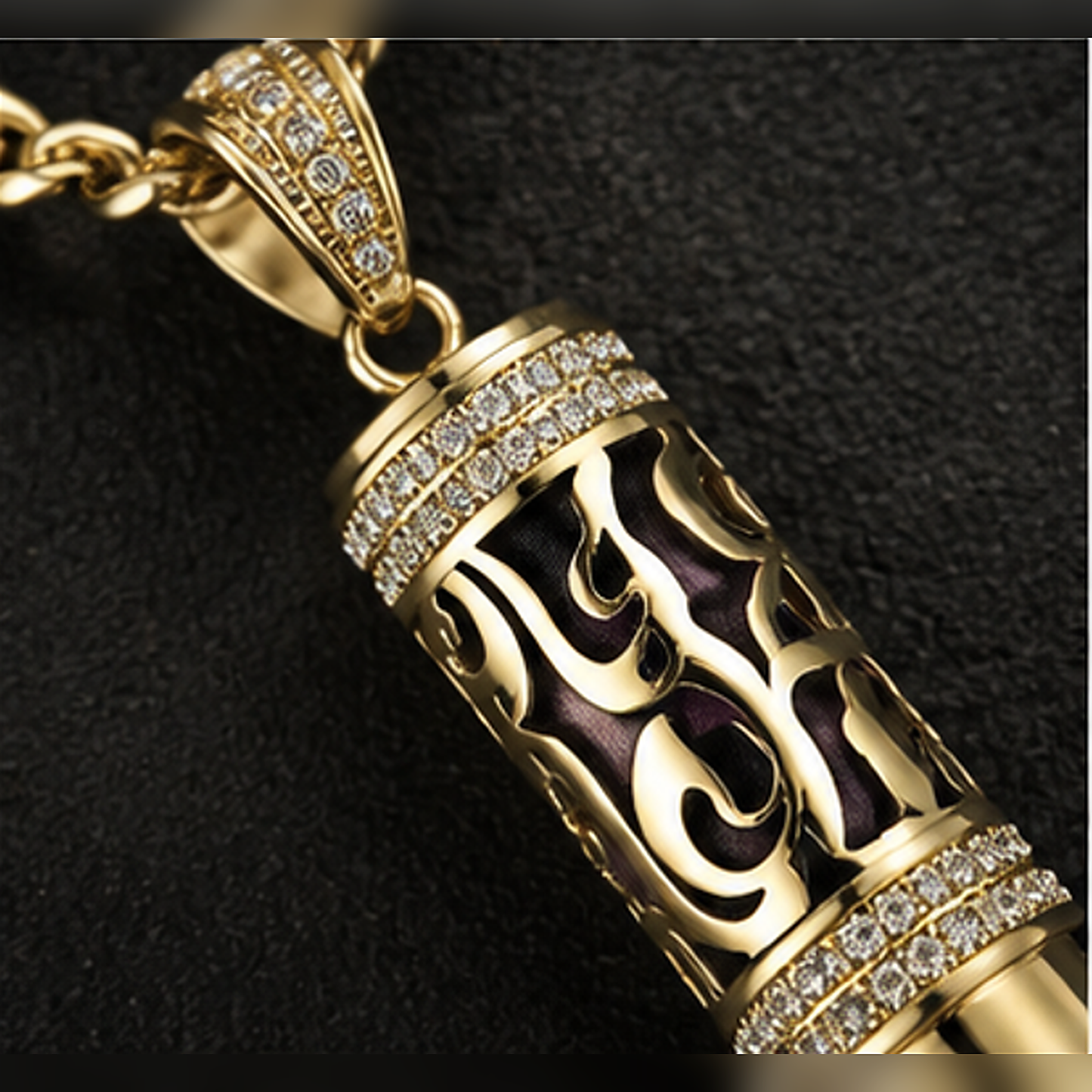 Gold Plated Bullet Aroma Necklace, CZ Pendant Jewelry