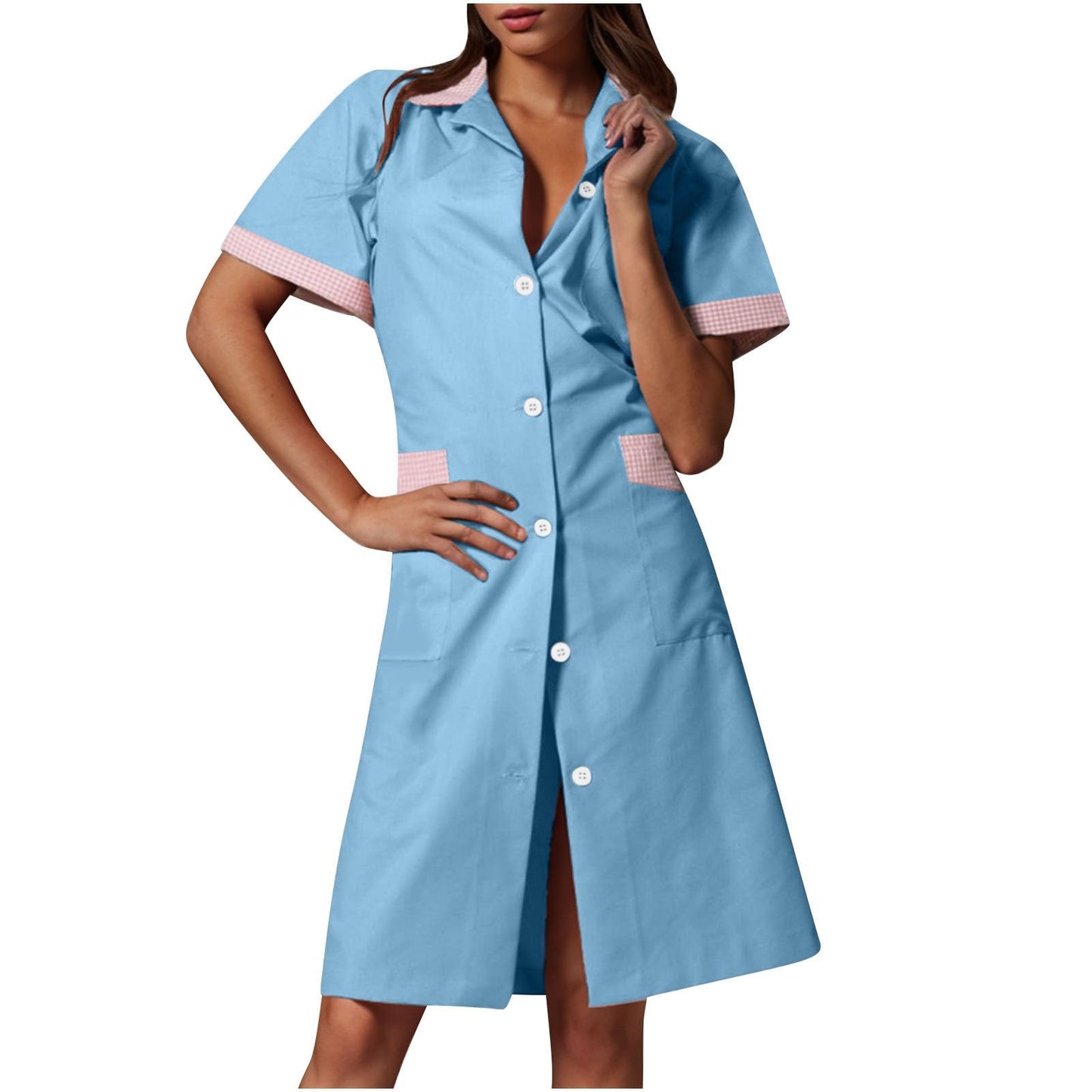 CCHYZKSO Women's Short Sleeve Nurse Uniform Dress