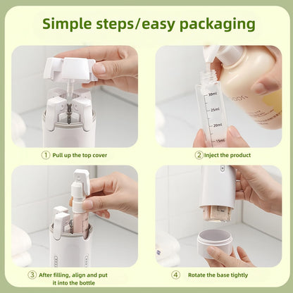 4-in-1 Travel Toiletry Dispenser, Leak-Proof Refillable Bottles