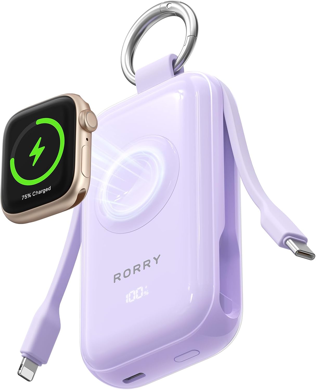 RORRY CharmGo Pro 45W Keychain Power Bank 10000mAh with Built-in Charging Cables