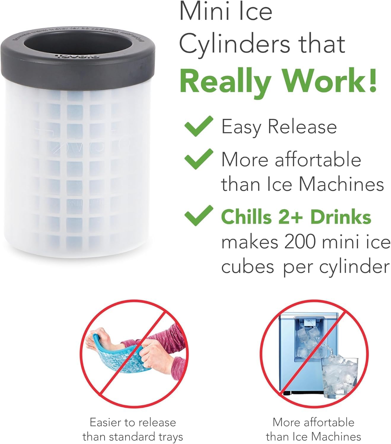 Tovolo Mini Squeeze Release Ice Cylinder Mold 2 Pack, Gray